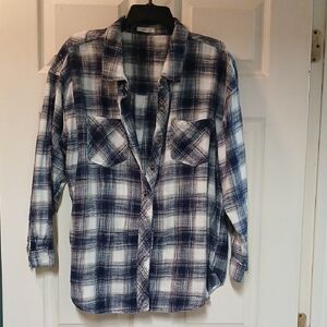 Maurices Navy and White Checkered Shirt